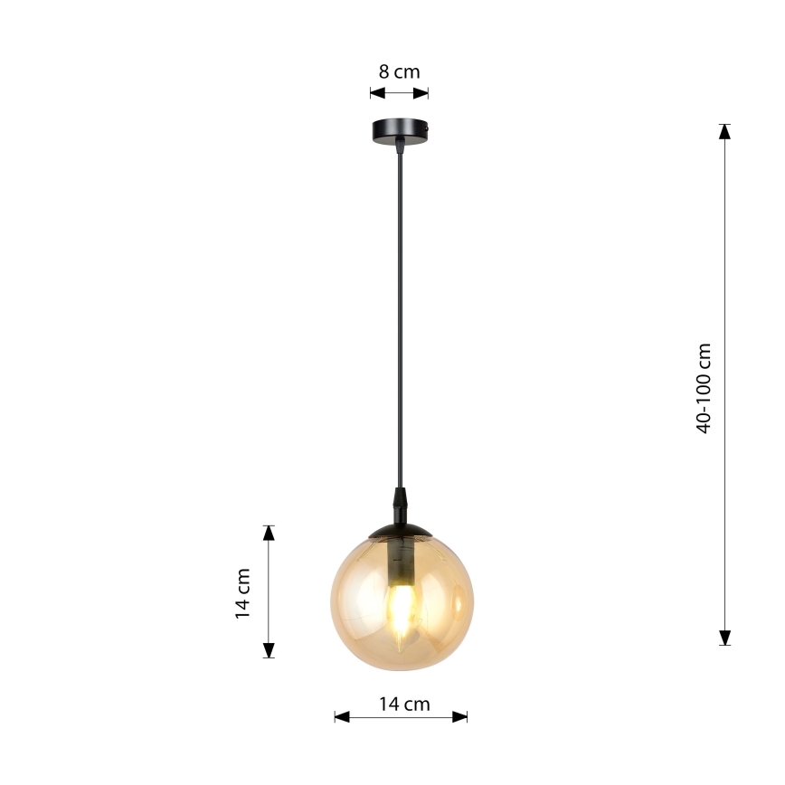 Kattokruunu johdossa COSMO 1xE14/10W/230V halkaisija 14 cm musta/beige