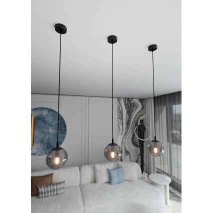 Kattokruunu johdossa COSMO 1xE14/10W/230V halkaisija 14 cm musta/harmaa