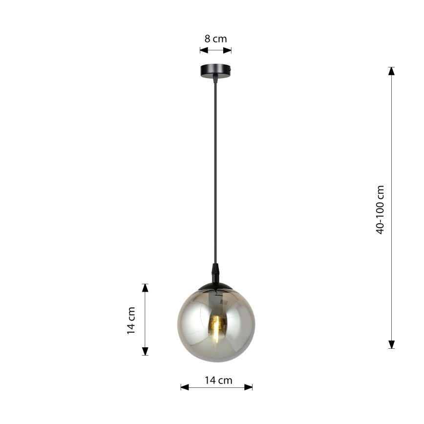 Kattokruunu johdossa COSMO 1xE14/10W/230V halkaisija 14 cm musta/harmaa