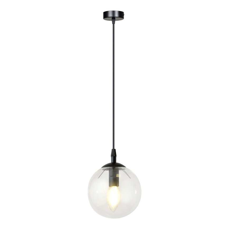 Kattokruunu johdossa COSMO 1xE14/10W/230V halkaisija 14 cm musta/läpinäkyvä