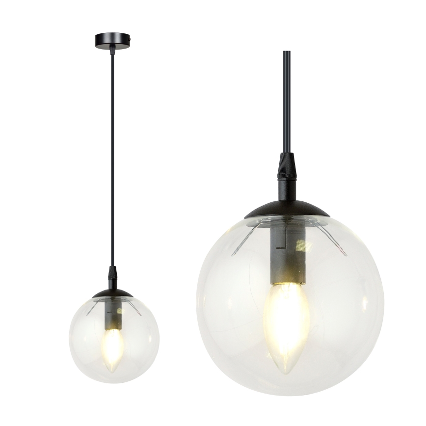 Kattokruunu johdossa COSMO 1xE14/10W/230V halkaisija 14 cm musta/läpinäkyvä