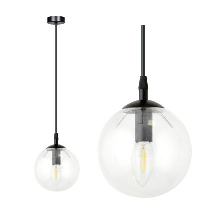 Kattokruunu johdossa COSMO 1xE14/10W/230V halkaisija 14 cm musta/läpinäkyvä