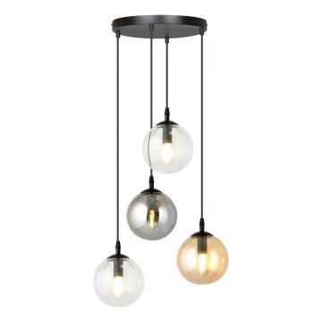 Kattokruunu johdossa COSMO 4xE14/10W/230V halkaisija 40 cm musta/harmaa/beige/läpinäkyvä