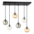 Kattokruunu johdossa COSMO 6xE14/10W/230V musta/harmaa/beige/läpinäkyvä