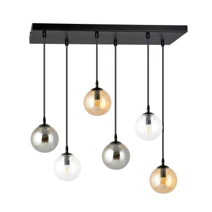 Kattokruunu johdossa COSMO 6xE14/10W/230V musta/harmaa/beige/läpinäkyvä