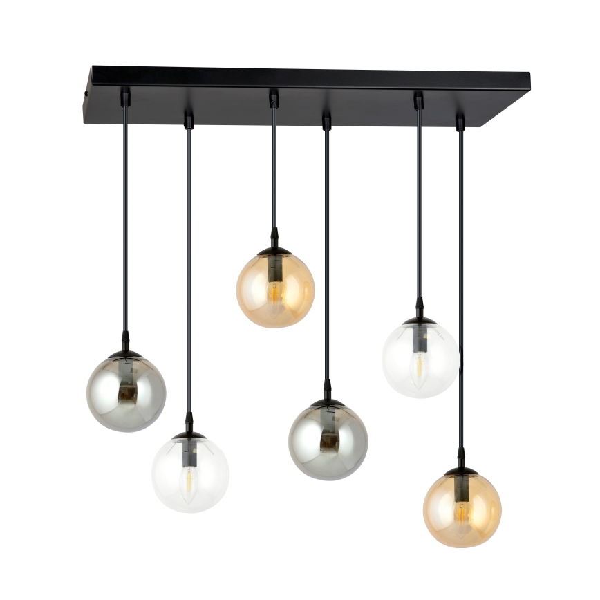 Kattokruunu johdossa COSMO 6xE14/10W/230V musta/harmaa/beige/läpinäkyvä