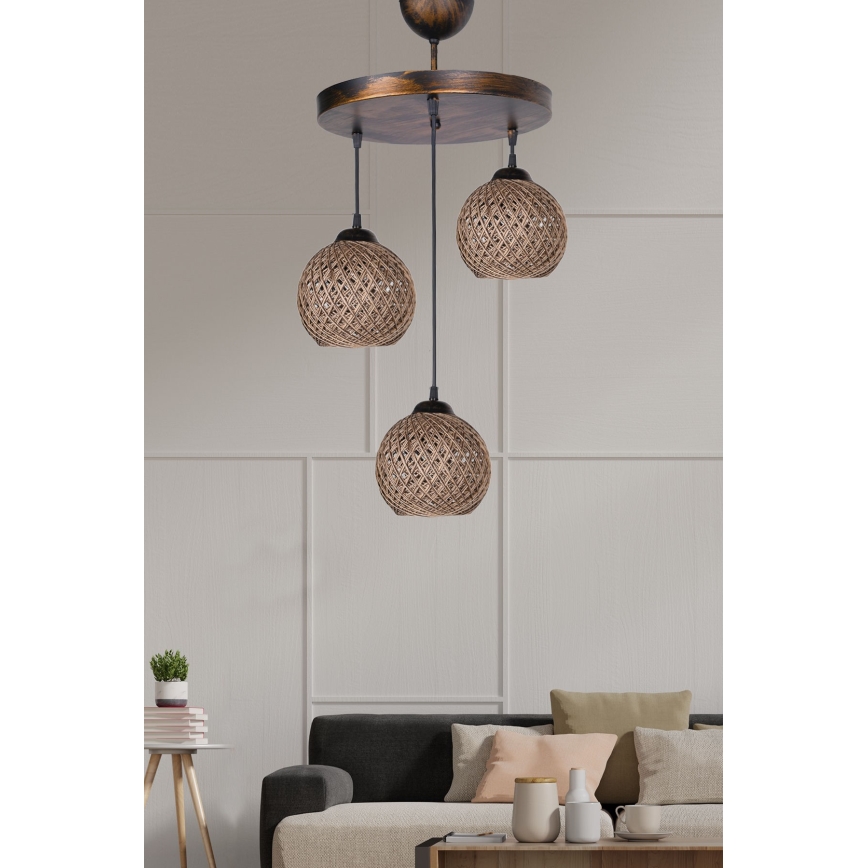Kattokruunu johdossa CRAYON 3xE27/60W/230V beige
