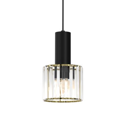 Kattokruunu johdossa CRISTAL 1xE27/60W/230V musta