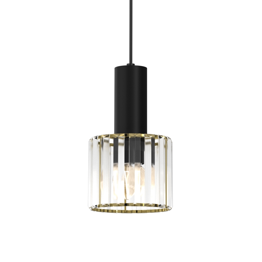 Kattokruunu johdossa CRISTAL 1xE27/60W/230V musta