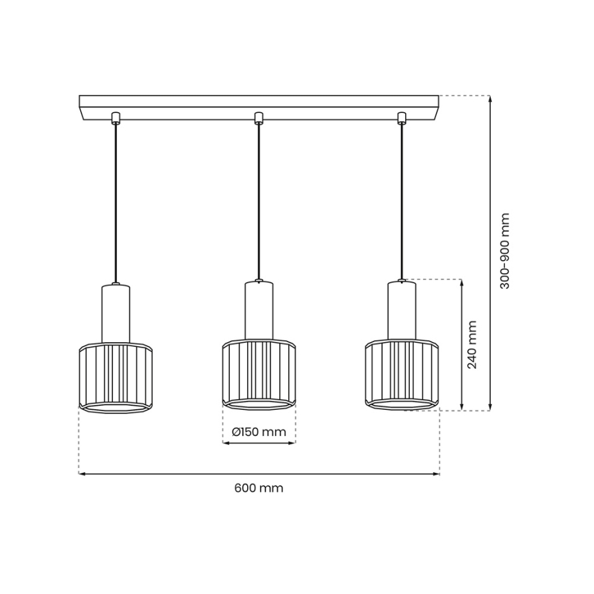 Kattokruunu johdossa CRISTAL 3xE27/60W/230V musta