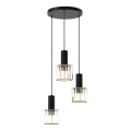 Kattokruunu johdossa CRISTAL 3xE27/60W/230V musta