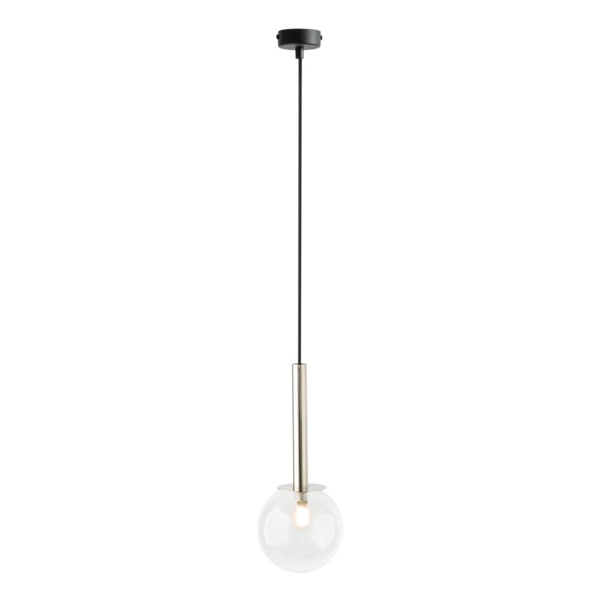 Kattokruunu johdossa DAISY 1xG9/12W/230V halkaisija 14 cm kiiltävä kromi/musta/läpinäkyvä