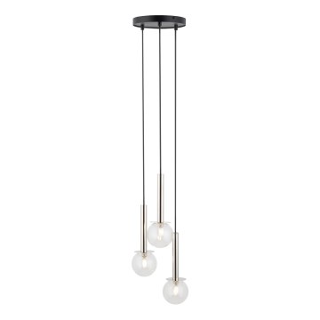 Kattokruunu johdossa DAISY 3xG9/12W/230V halkaisija 27 cm kiiltävä kromi/musta/läpinäkyvä