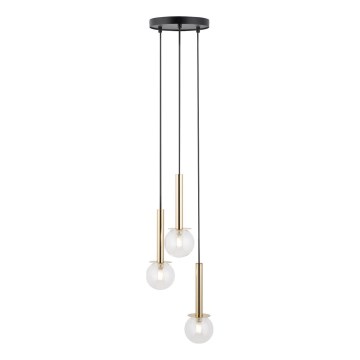 Kattokruunu johdossa DAISY 3xG9/12W/230V halkaisija 27 cm kulta/musta/läpinäkyvä