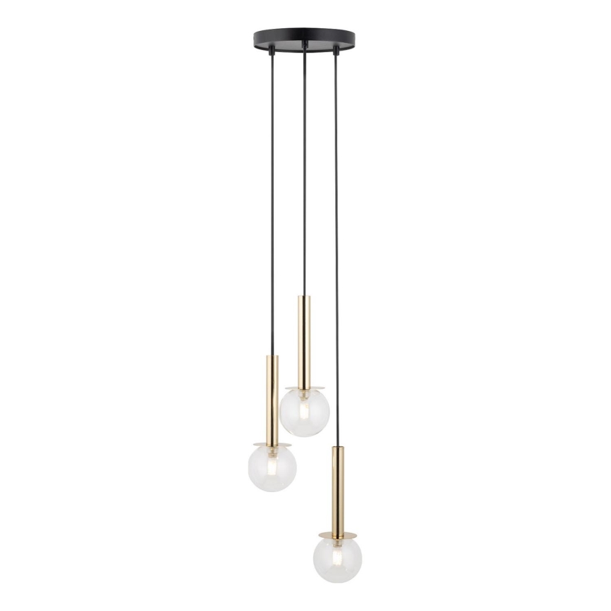 Kattokruunu johdossa DAISY 3xG9/12W/230V halkaisija 27 cm kulta/musta/läpinäkyvä