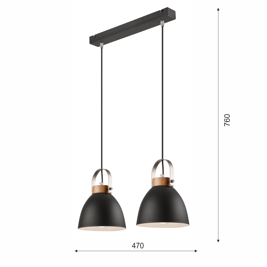Kattokruunu johdossa DANIELLE 2xE27/60W/230V pyökki - FSC sertifioitu