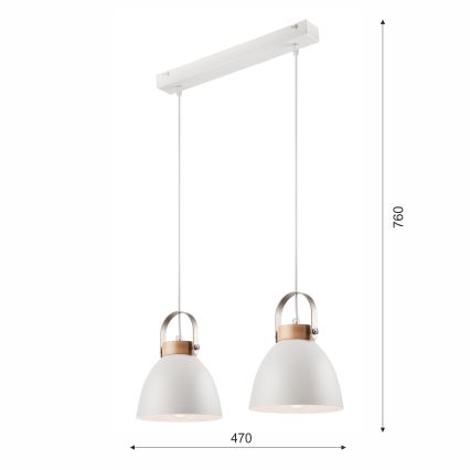 Kattokruunu johdossa DANIELLE 2xE27/60W/230V pyökki - FSC sertifioitu