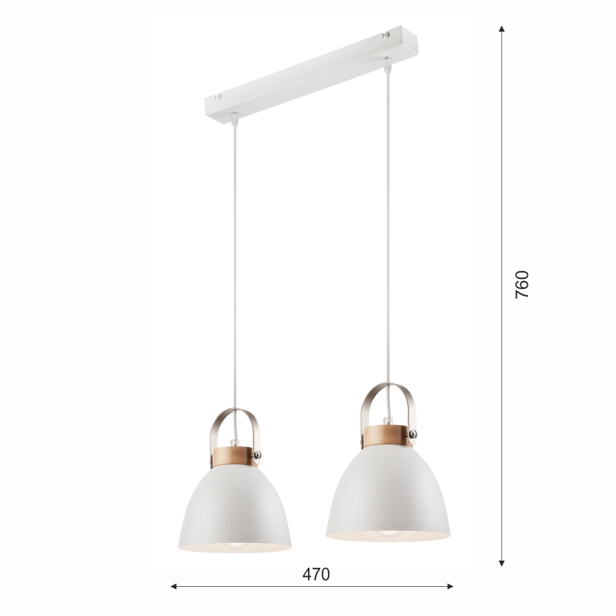 Kattokruunu johdossa DANIELLE 2xE27/60W/230V pyökki - FSC sertifioitu