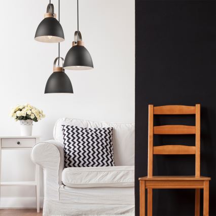 Kattokruunu johdossa DANIELLE 3xE27/60W/230V pyökki - FSC sertifioitu