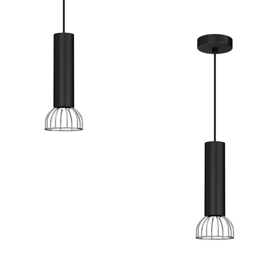 Kattokruunu johdossa DANTE 1xGU10/25W/230V musta/kiiltävä kromi