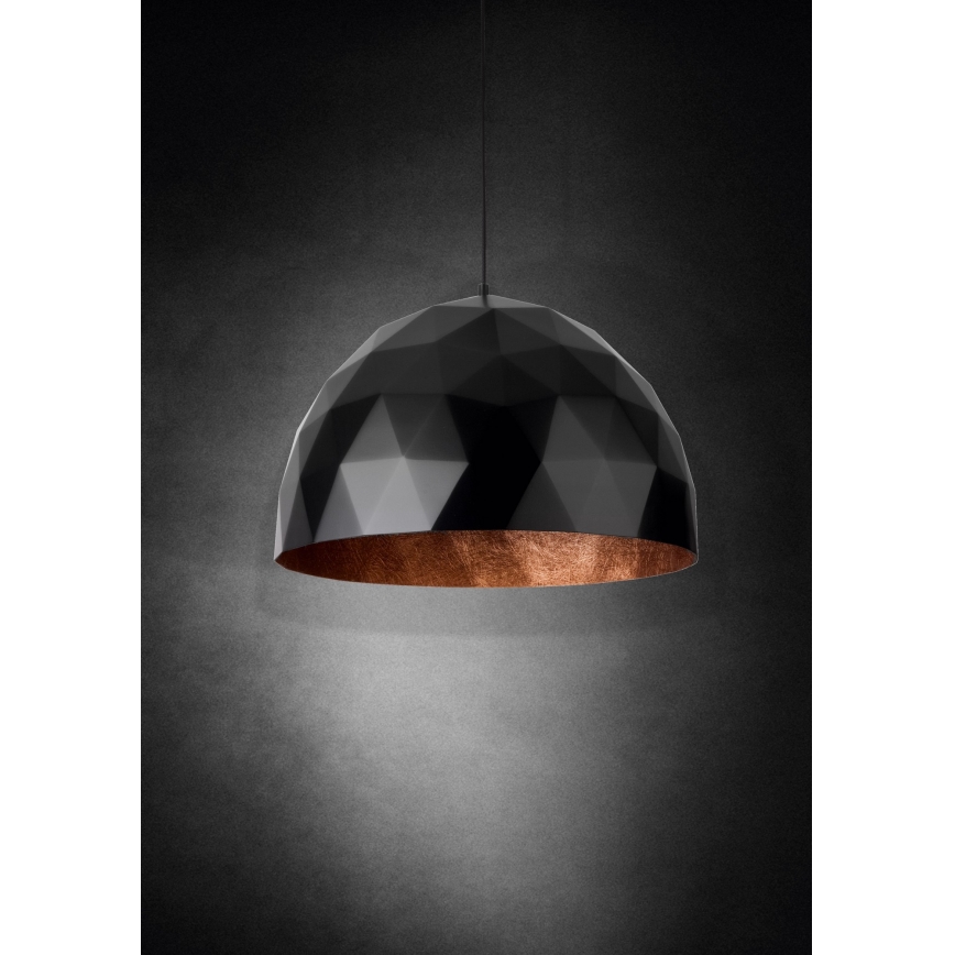 Kattokruunu johdossa DIAMENT 1xE27/60W/230V d. 35 cm musta/kupari