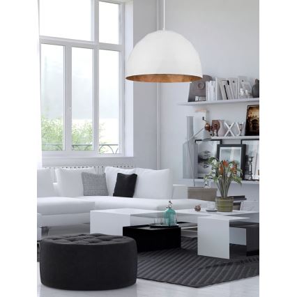Kattokruunu johdossa DIAMENT 1xE27/60W/230V d. 35 cm valkoinen/kupari