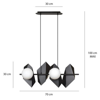 Kattokruunu johdossa DRIFTON 4xE14/10W/230V musta