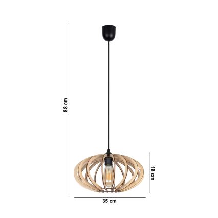 Kattokruunu johdossa EARTH 1xE27/60W/230V musta/beige
