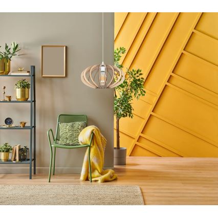 Kattokruunu johdossa EARTH 1xE27/60W/230V valkoinen/beige