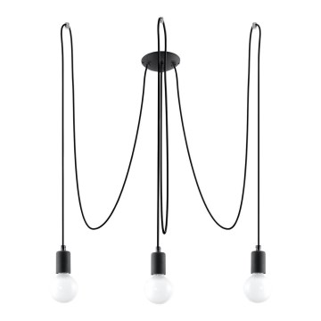 Kattokruunu johdossa EDISON 3 3xE27/60W/230V hämähäkki musta