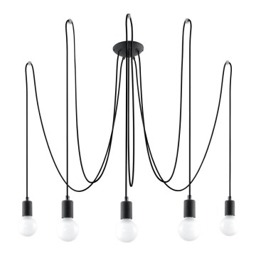 Kattokruunu johdossa EDISON 5 5xE27/60W/230V hämähäkki musta