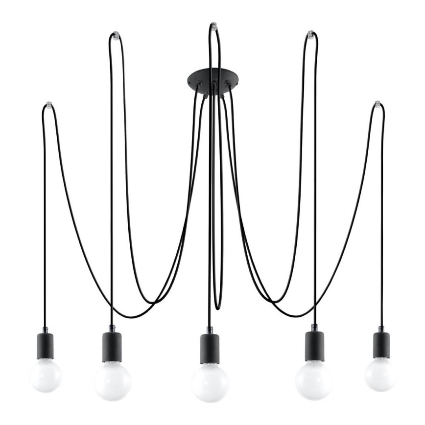 Kattokruunu johdossa EDISON 5 5xE27/60W/230V hämähäkki musta