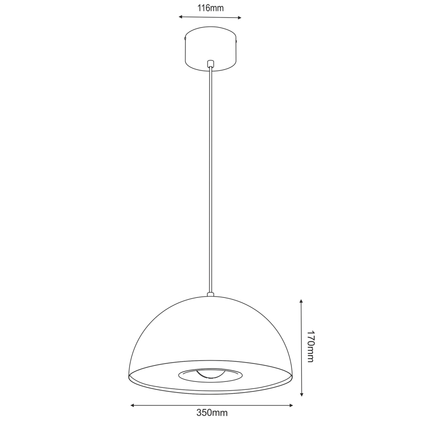 Kattokruunu johdossa ELGUND 1xE27/15W/230V halkaisija 35 cm musta