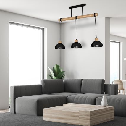 Kattokruunu johdossa ERIK 3xE27/60W/230V beige/musta