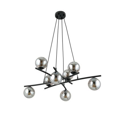 Kattokruunu johdossa ESSA 8xE14/10W/230V musta/savuinen