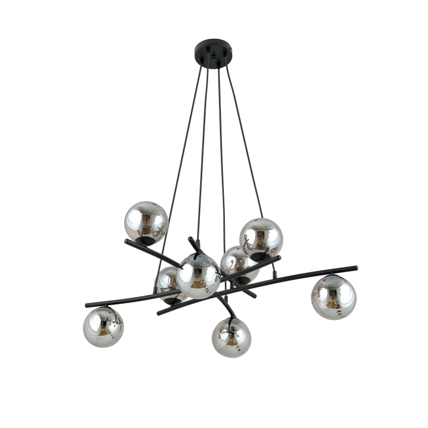 Kattokruunu johdossa ESSA 8xE14/10W/230V musta/savuinen