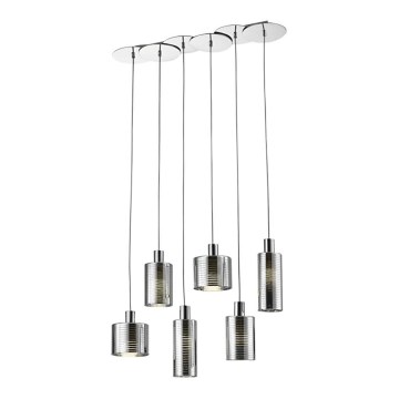 Kattokruunu johdossa EVOLUTION 6xE27/11W/230V kiiltävä kromi