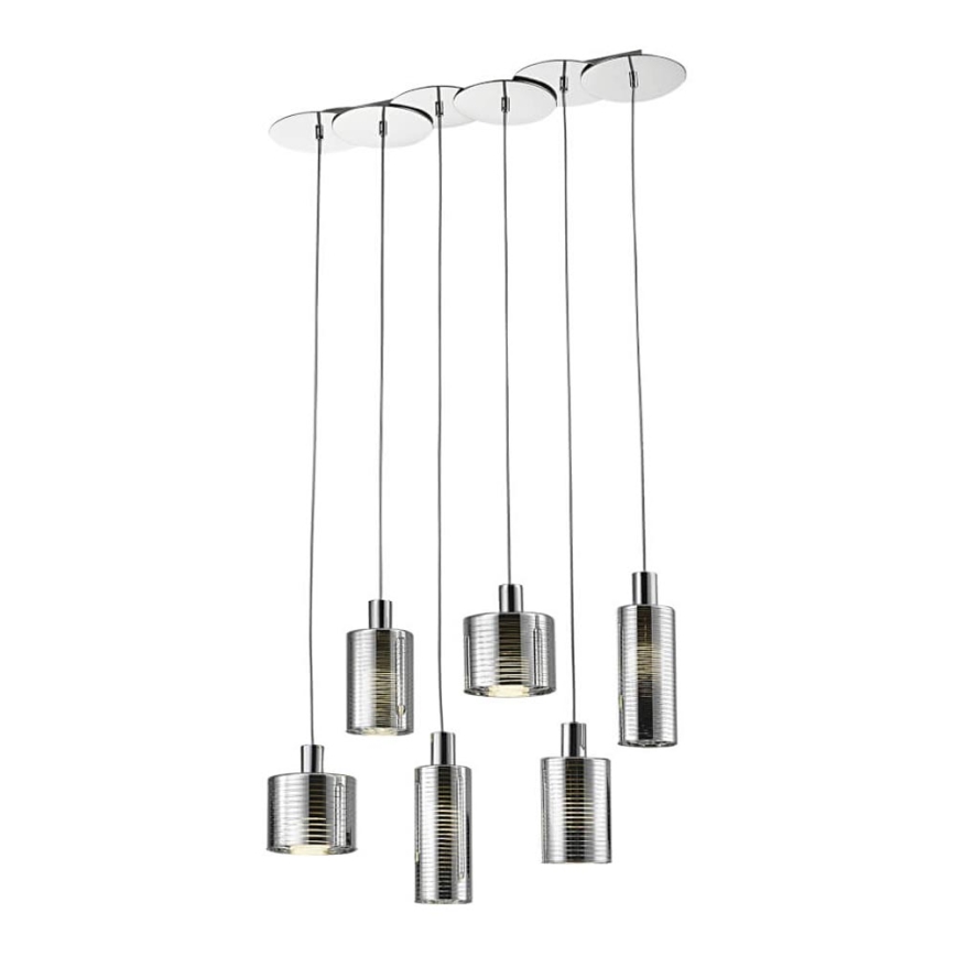 Kattokruunu johdossa EVOLUTION 6xE27/11W/230V kiiltävä kromi