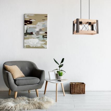 Kattokruunu johdossa FRIDA 2xE27/60W/230V musta/beige pyökki