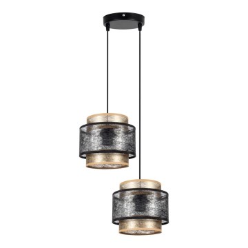 Kattokruunu johdossa GABI 2xE27/60W/230V kultainen/musta halkaisija 30 cm