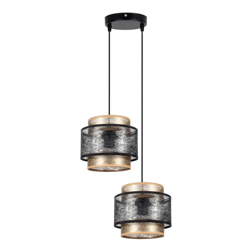 Kattokruunu johdossa GABI 2xE27/60W/230V kultainen/musta halkaisija 30 cm