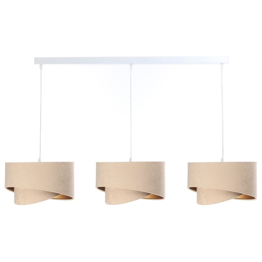 Kattokruunu johdossa GALAXY 3xE27/60W/230V beige/kulta