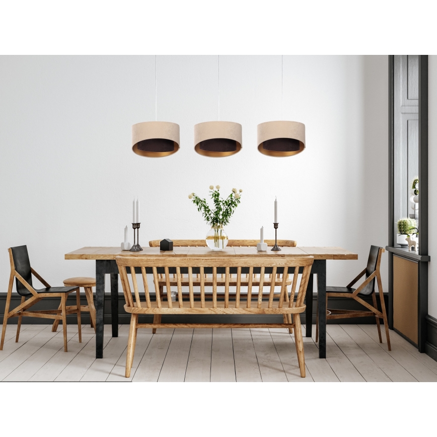Kattokruunu johdossa GALAXY 3xE27/60W/230V beige/ruskea/kulta