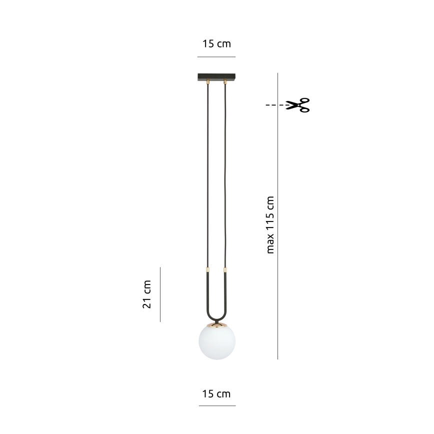 Kattokruunu johdossa GLAM 1xE14/10W/230V musta