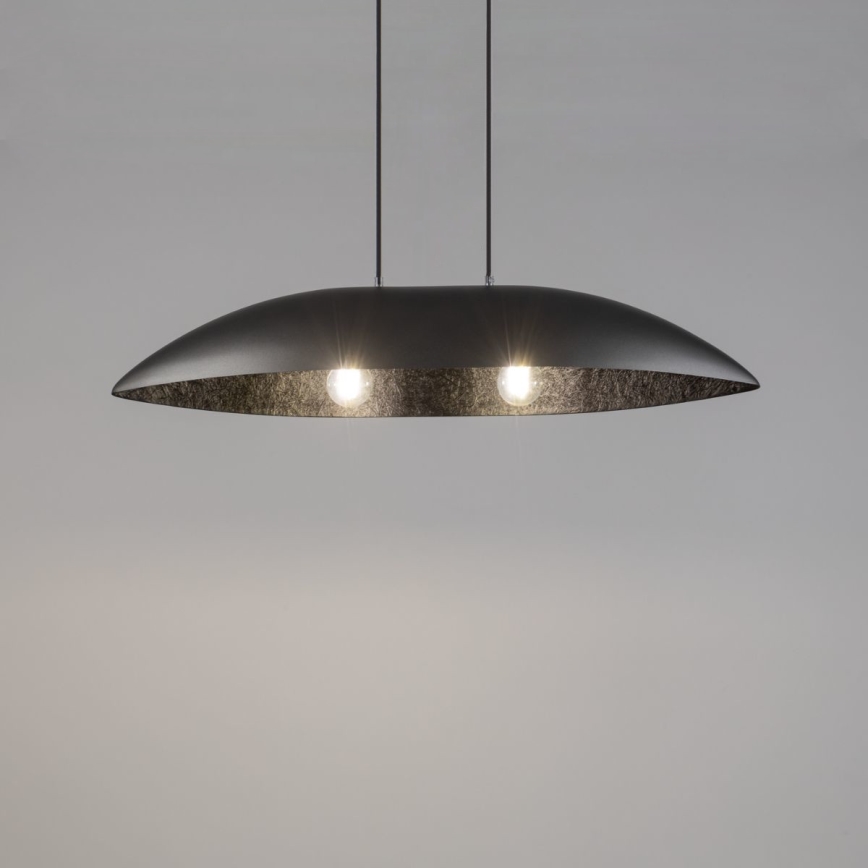 Kattokruunu johdossa GONDOLA 2xE27/60W/230V hopea/musta
