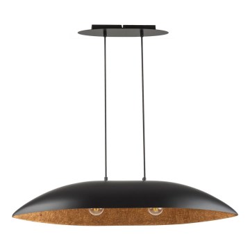 Kattokruunu johdossa GONDOLA 2xE27/60W/230V musta/kupari
