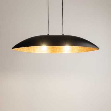 Kattokruunu johdossa GONDOLA 2xE27/60W/230V musta/kupari