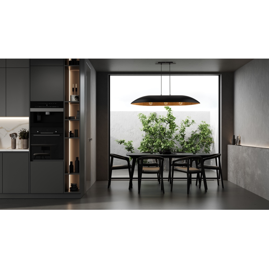 Kattokruunu johdossa GONDOLA 3xE27/60W/230V musta/kupari