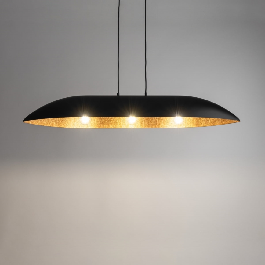 Kattokruunu johdossa GONDOLA 3xE27/60W/230V musta/kupari
