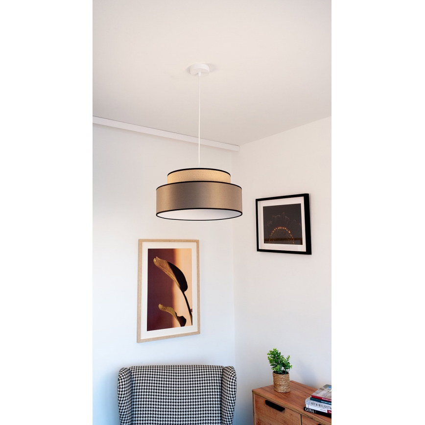 Kattokruunu johdossa GRACE 1xE27/60W/230V beige/ruskea